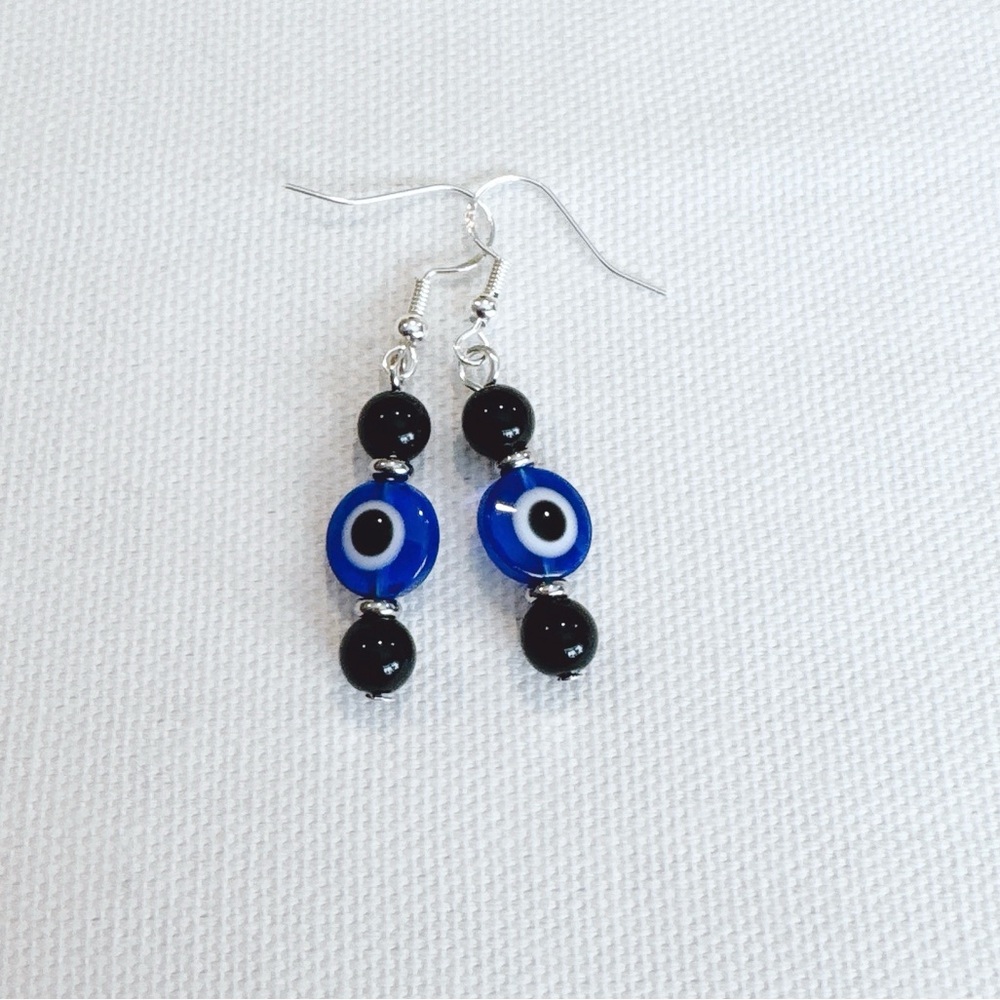 Evil Eye silver earrings